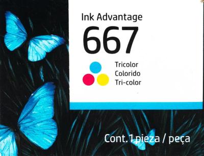Cartucho de Tinta HP 667 3YM78AL Tricolor 100 Pág...