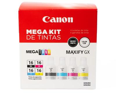 Tinta Canon Gi-16 Bk C M Y Mega Kit...