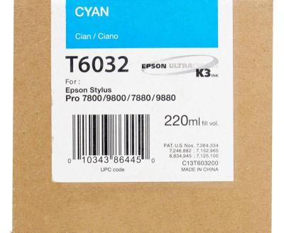 Tinta Epson T603200 Cyan UltraChrome K3 220 ml par...
